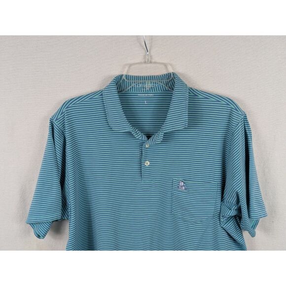 B. Draddy USA Tommy Striped Polo Shirt Green/Blue Men's Size Large - Picture 2 of 13